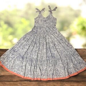 THML Women's‎ Dress with Blue Pattern and Orange Trim